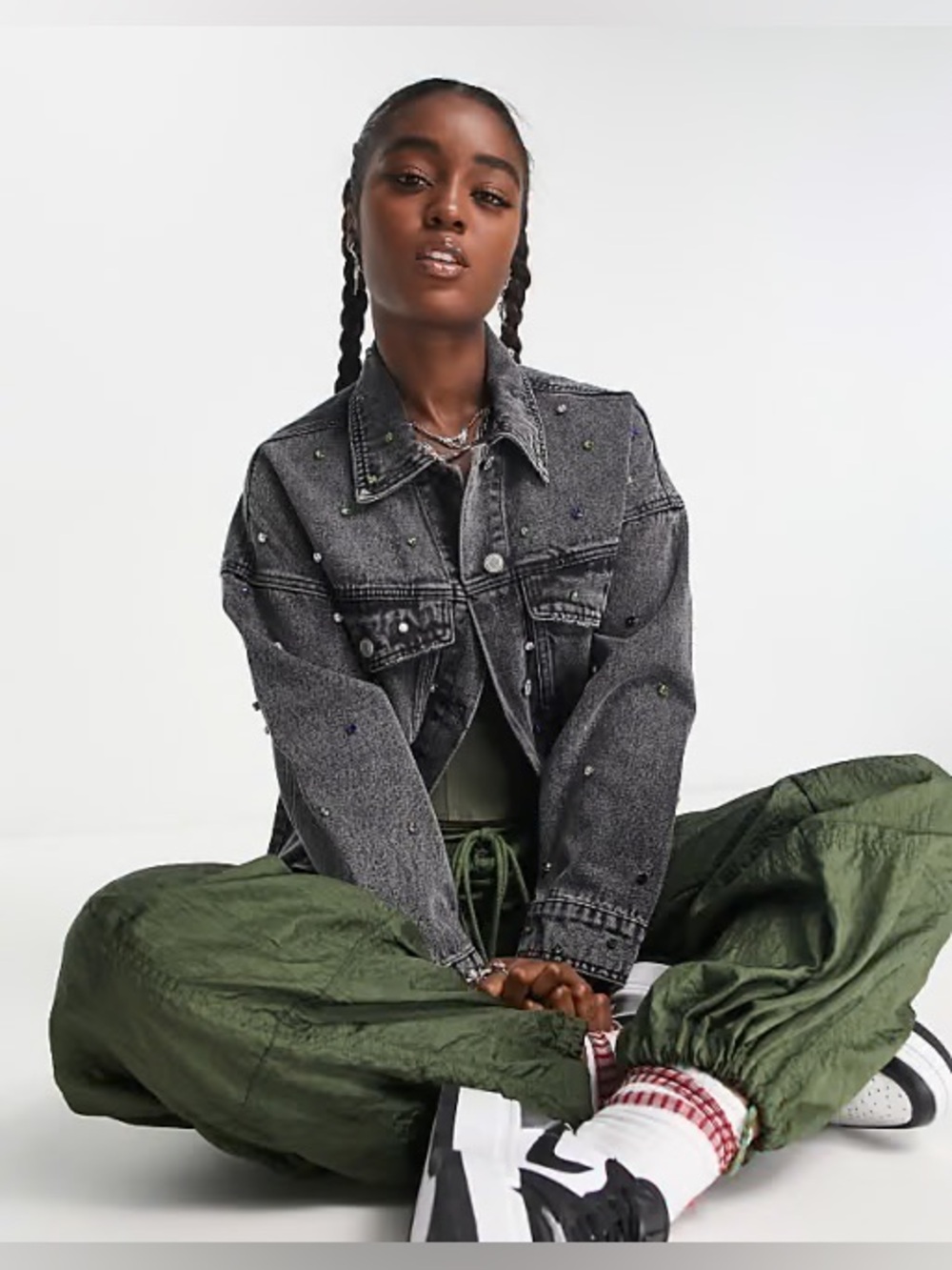 ASOS embellished oversized denim jacket - bedazzled